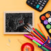 Free Top View Back To School With Chalkboard Psd