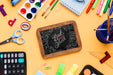 Free Top View Back To School With Mock-Up Chalkboard Psd