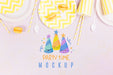 Free Top View Birthday Concept With Mock-Up Psd