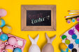 Free Top View Easter Composition With Slate Psd