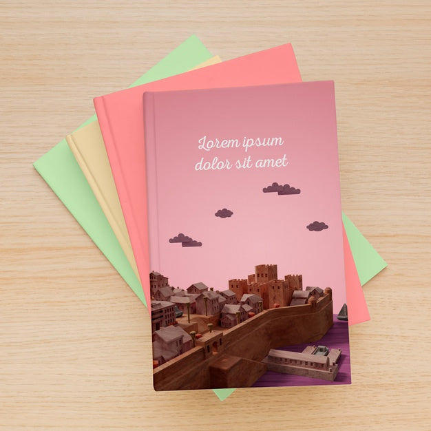 Free Top View Minimalist Books Cover Mock-Up Composition Psd