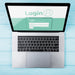 Free Top View Mock-Up Laptop With Wooden Background Psd