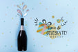 Free Top View Of Bottle Of Champagne For Birthday Anniversary Psd