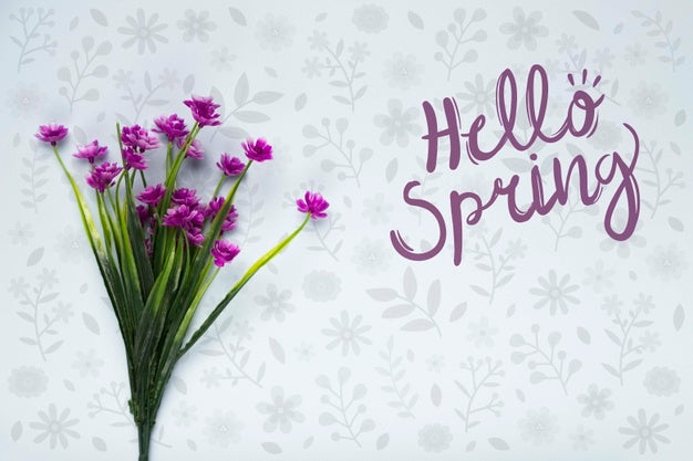 Free Top View Of Bouquet Of Spring Flowers Psd