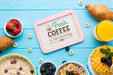 Free Top View Of Breakfast Food With Cereals And Waffles Psd