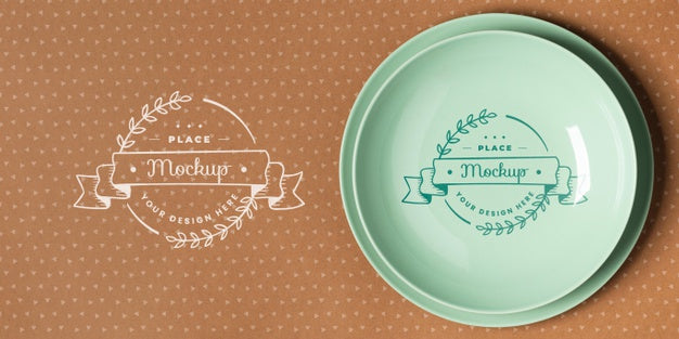 Free Top View Of Crockery Concept Mock-Up Psd