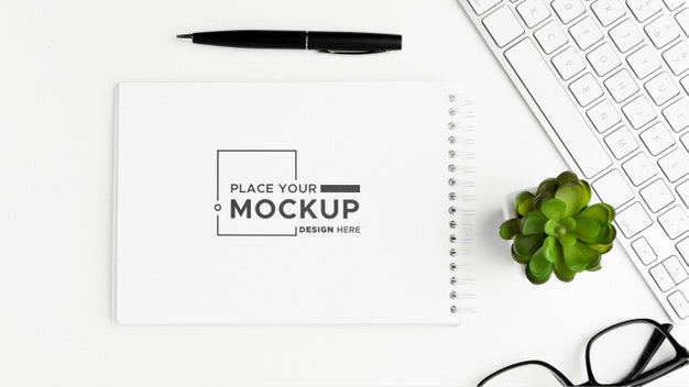 Free Top View Of Desk Concept Mock-Up Psd