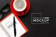 Free Top View Of Desk Concept Mock-Up Psd