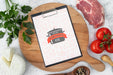 Free Top View Of Meat With Menu And Tomatoes Psd