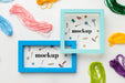 Free Top View Of Mock-Up Frames Design With Thread Psd