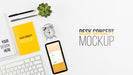 Free Top View Stationery Minimal Desk Concept Psd