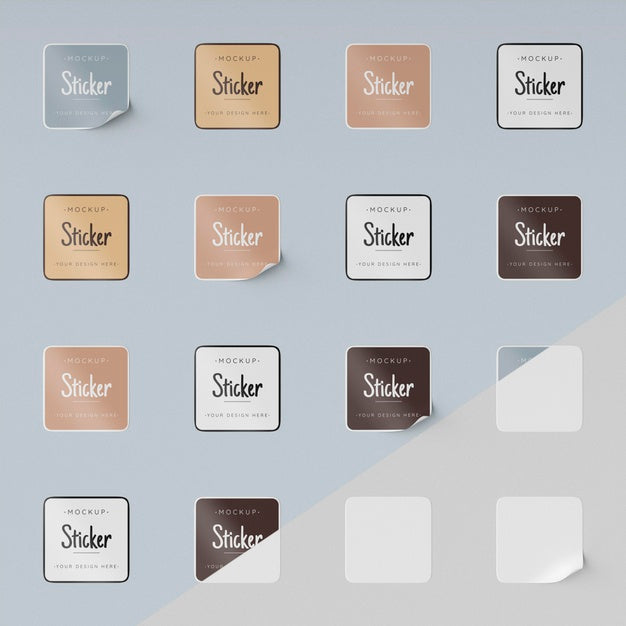 Free Top View Sticker Collection Mock Up Psd
