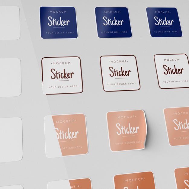 Free Top View Sticker Collection Mock Up Psd