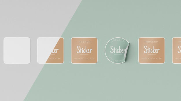 Free Top View Sticker Collection Mock Up Psd