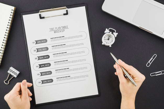 Free Top View Time Plan Timetable With Mock-Up Psd