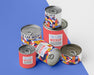 Free Top View Tin Cans Arranged On Table Psd