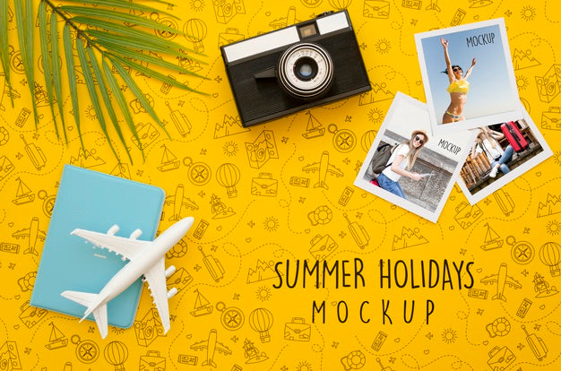 Free Top View Travel Concept With Camera Psd