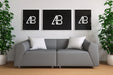 Free Triple Poster In Living Room Mockup