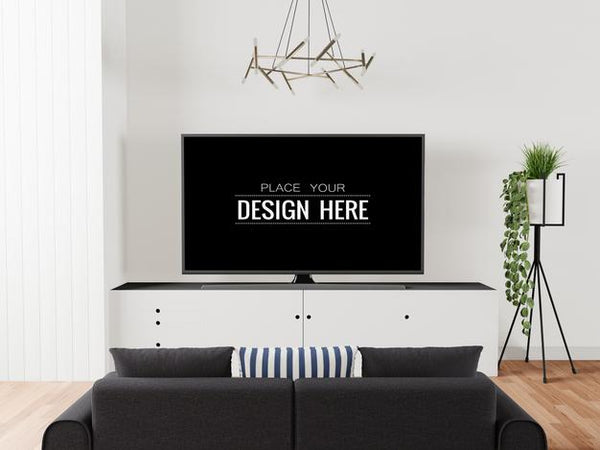 Free Tv In Living Room Mockup Psd