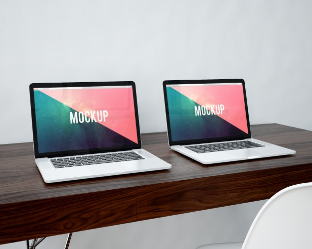 Free Two Laptops Mock Up Psd