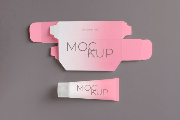 Free Unfolded Cosmetic Box Mockup Psd