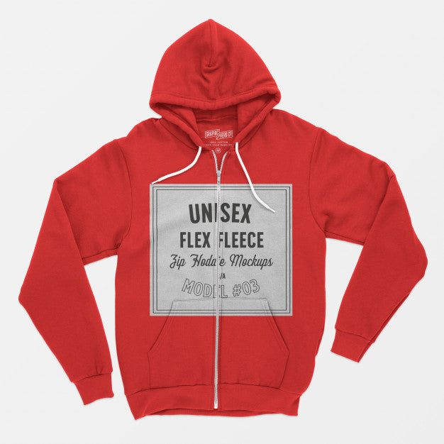 Free Unisex Flex Fleece Zip Hoodie Mockup 03 Psd