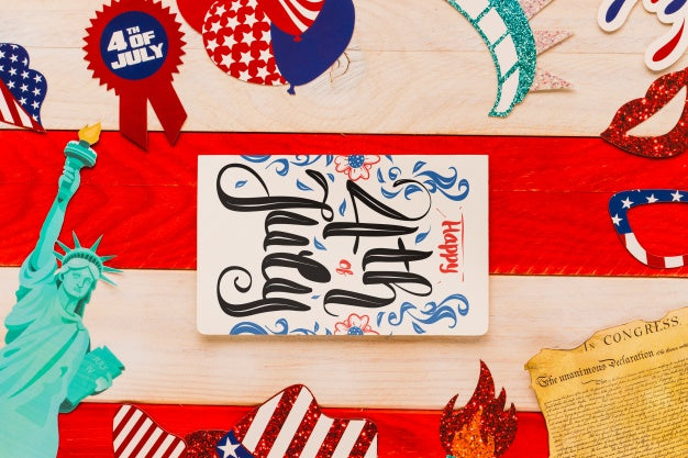 Free Usa Independence Day Mockup With Cover Psd