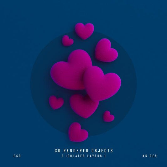 Free Valentines Day Cute Love Hearts Decorative Composition Isolated And Transparent 3D Rendering Psd