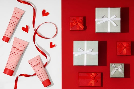 Free Valentines Day Still Life With Makeup Mockup Psd