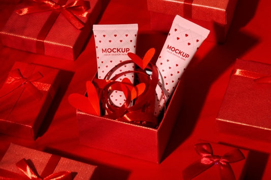 Free Valentines Day Still Life With Makeup Mockup Psd