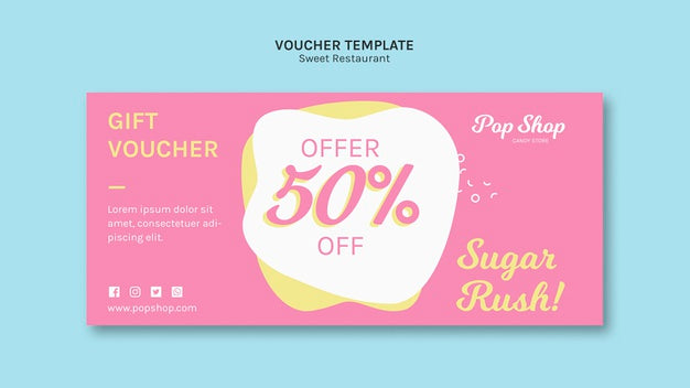 Free Voucher For Pop Candy Shop Design Psd