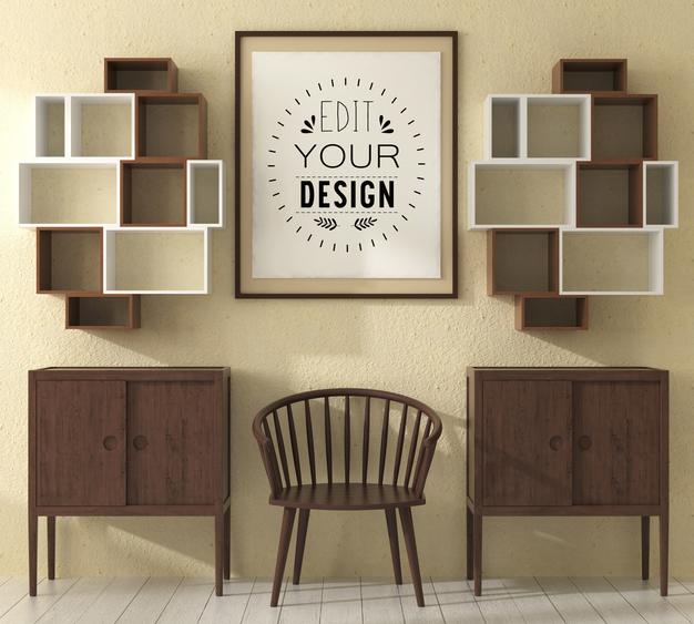 Free Wall Art Or Picture Frame In Living Room Mockup Psd