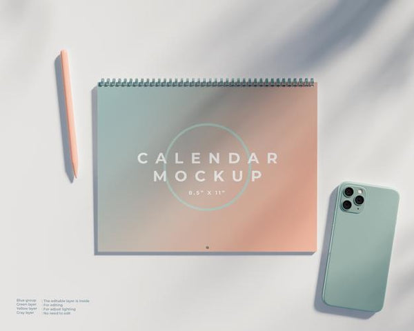 Free Wall Calendar Mockup Psd