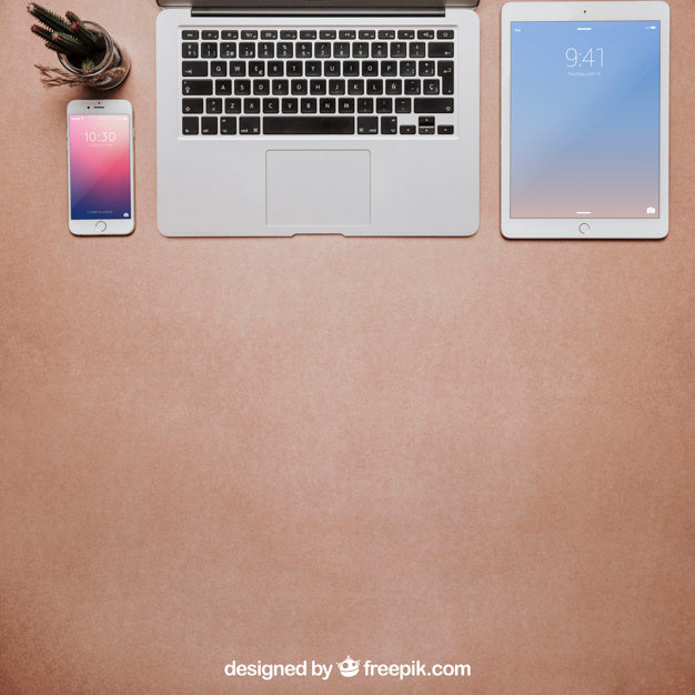 Free Workspace Mockup With Laptop And Copyspace Psd