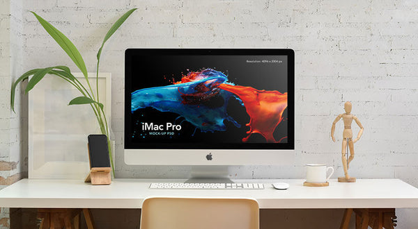 Free Workspace Silver Imac Mockup Psd