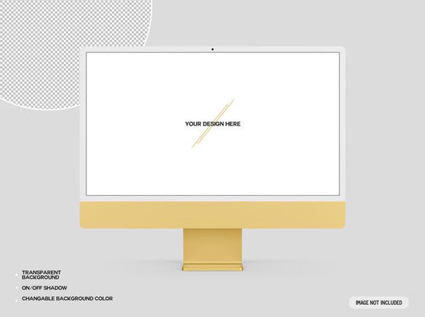 Free Yellow Desktop Computer Mockup Psd